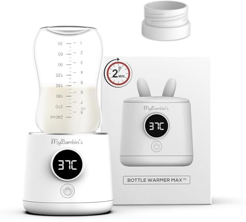 MyBambini's Max - Calentador de biberones para bebé, batería de calentador, calentamiento rápido (2 min), 4 ajustes de temperatura, calienta hasta 8 botellas, adecuado para: NUK First Choice