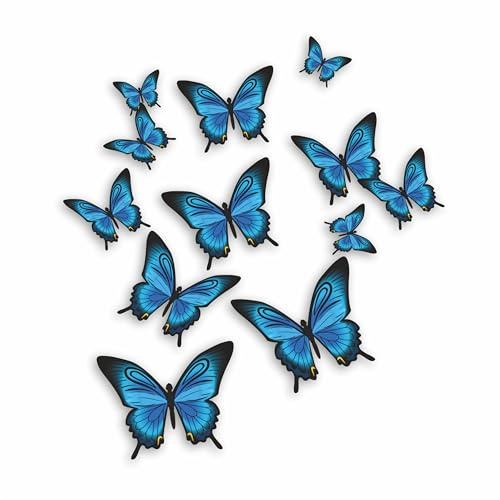 Adesivi Farfalla Blu, Decalcomanie Resistenti Impermeabili con 0% di Trasparenza, Fai-da-Te Stacca e Attacca Perfetti per Coprire Segni, Decorazione Murale, Resistenti alle Intemperie per Auto e Altri
