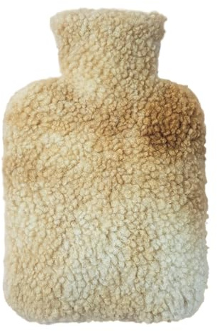 Plysch värmepåse – 1000 ml påfyllningsbar värmepåse med plyschöverdrag | Värmepåse med stor kapacitet | bekväm varmvattenpåse | 26 x 17 x 2 cm stor plysch-varmvattenflaska för kropp, nac