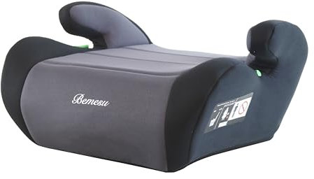 Bemesu Kindersitzerhöhung,Auto-Booster-Pad,ECE R 129 Dreipunkt-Sicherheitsgurt,Leicht zu tragen,Geeignet für Kinder von 125–150 cm,6-10 Jahre alt, Grau,1 Stück