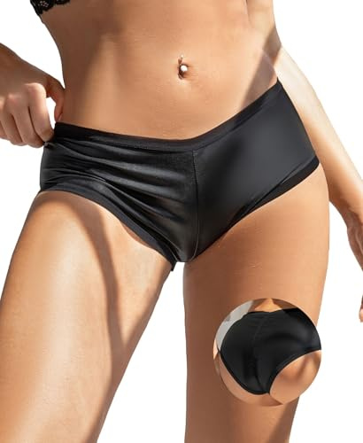ohyeahlady Women's Shiny French Knickers Hot Pants Frilly Back Micro Shorts