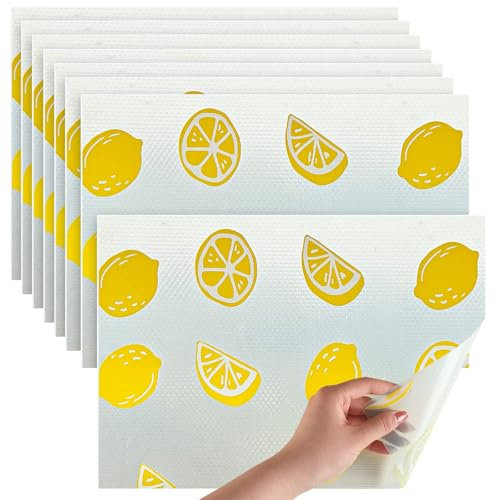 8 Pièces Tapis de Réfrigérateur Lavable, Réutilisable Tapis de Frigo, 30 * 45cm, Tapis de Refrigerateur Antibactérien Antisalissure, Tapis de Tiroir, Antidérapant, pour Cuisine, et Armoire