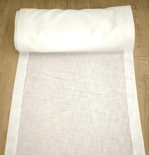 mauro Tessuto tende a metraggio,tende a vetro, pacchetto, pannelli – effetto lino bianco naturale, poliestere, lavabile, larghezze 35-90 – Cattani Tessuti® cm-80 cm