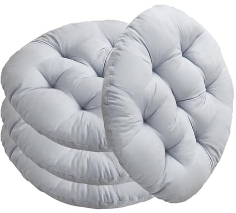 Umllpet Sitzkissen Rund 40cm, 4 Stück Bodenkissen Rund Sitzpolster, Bequemes Sitzkissen, Stuhlauflage Sitzpolster für Esszimmer, Wohnzimmer, Studierzimmer, Büro, Konferenzraum, Indoor & Outdoor (Grau)
