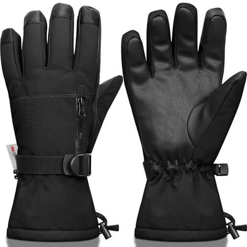 Odtmger Guantes impermeables para la nieve para niños Mitones compatibles con pantallas táctiles, cálidos, aptos para condiciones climáticas frías y para snowboard.