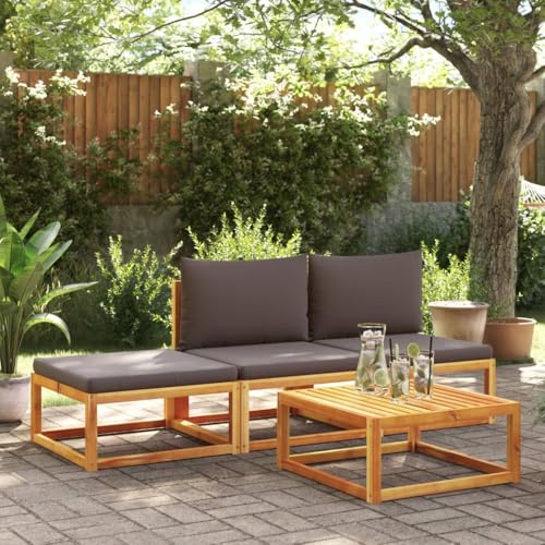Solivagant Ensemble de canapés de Jardin 4 pièces avec Coussins en Bois d'acacia et rotin,(35.8 KG)