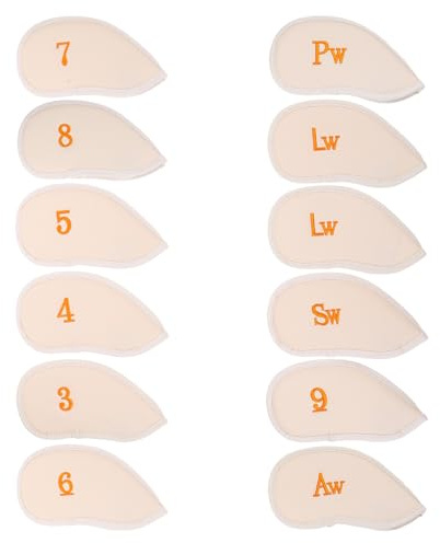Cabilock Juego de 12 Fundas Protectoras Numeradas para Palos de Golf Hierros, Cubiertas de Tela Ligera y Resistente, Diseño Antirayaduras para Uso en Campo y Práctica
