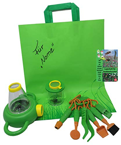 MEDUP Outdoor Experimente mit Insekten Werkzeug Lupendose Zweiwege Lupenbetrachter mit Insektenheft und Geschenktüte
