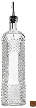 BULK PARADISE Large Clear Decorative Glass Bottle with Spout and Cork, 32oz, 1 Bottle - Design: Kristal (3in X 11.9in)