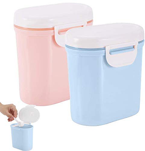 WZYTEU 2 Pezzi Dosatore Latte in Polvere, Contenitore Latte in Polvere per Conservare Latte in Polvere Frutta Cibo Snack Cereali, con Spatola, Cucchiaio