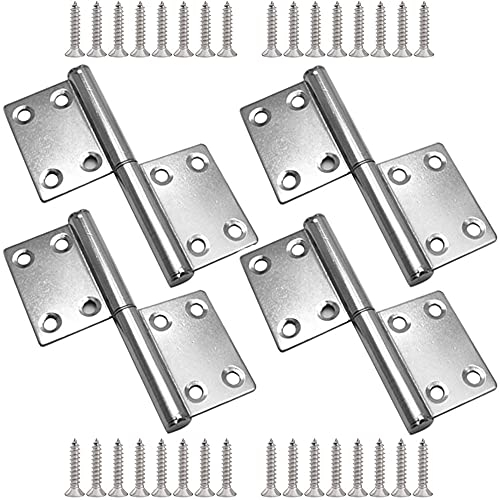 Pamtns 4 Stück Scharnier Edelstahl Klappbar Edelstahl Scharniere Steckverbinder Edelstahl Scharniere Aufschraubband Edelstahl Aufschraubscharnier mit 32 Schrauben für Metall Holztüren Fenster