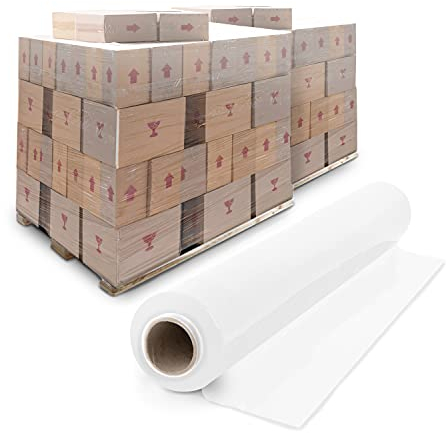 Merrimen Heavy Duty Pallet Stretch Shrink Wrap Roll | Strong & Secure Packaging Plastic Cling Film | Ideal for Packing, Moving Heavy Objects and Shifting Fragile Items | (Clear, 400mm x 150m)