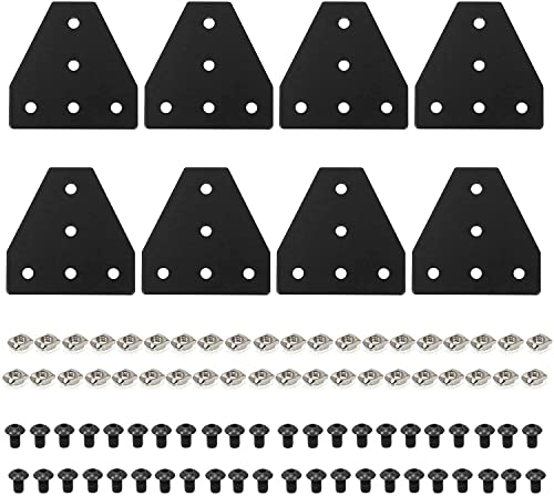 Aluprofil Verbinder 20x20 Profilverbinder T 8 Stück mit 40Stück M5-Muttern, 40Stück M5-Schrauben, für 3D-Drucker, Graviermaschine