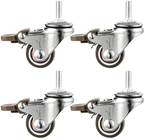 Rotelle Pivotanti Per Mobile,Ruote Girevoli in Gomma Per Carichi Pesanti 4 Pezzi,Ruote Per Mobili Con Freno,Ruote Piroettanti Senza Freno, Ruote Di Ricambio Per Carrello e Sedie,4Brakes-25mm/M6
