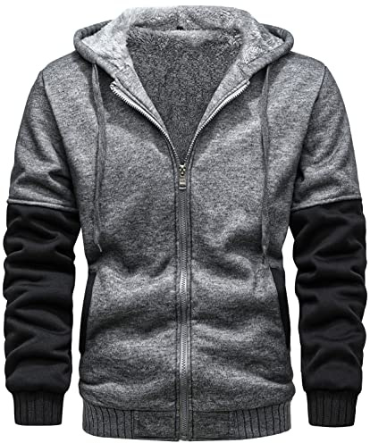 Sweats à Capuche Homme Polaires Doublé, Veste à Capuche Épaisse, Pull Homme Hiver à Capuche avec Fermeture éclair
