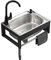 Waschbecken Ausgussbecken, Edelstahl Wandmontage Waschbecken, mit Wasserhähne und Seifenspender, Edelstahl Spültisch, Gewerbliche Spülbecken,Wandwaschbecken (48x35x21cm / 18.9x13.78x8.27in)