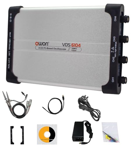 OWON Oscilloscope PC 4 Voies USB, Résolution Verticale 8 Bits, Bande Passante 100 MHz, Longueur d'enregistrement 10M