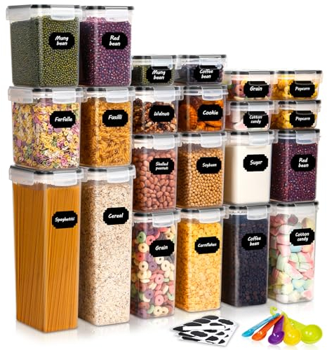 Otauoaea Boite de Rangement Cuisine Lot de 22, Boite Conservation Alimentaire Sans BPA, Boite Rangement Plastique Cuisine pour Les Céréales, Les Pâtes,Le Riz et Le Café