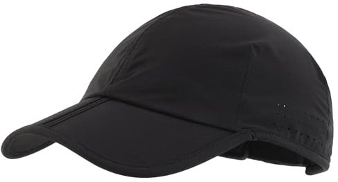 Decentron Foldable Performance Running Hat Adjustable Outdoor Sport Hat UPF 50+ Baseball Cap Black