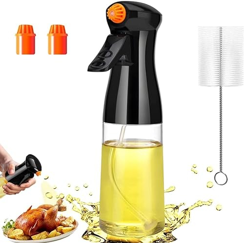 Leaflai Spray Huile Cuisine, 200ml Pulverisateur Huile Accessoires Air Fryer Vaporisateur d'Huile de Cuisson pour Friteuse sans Huile