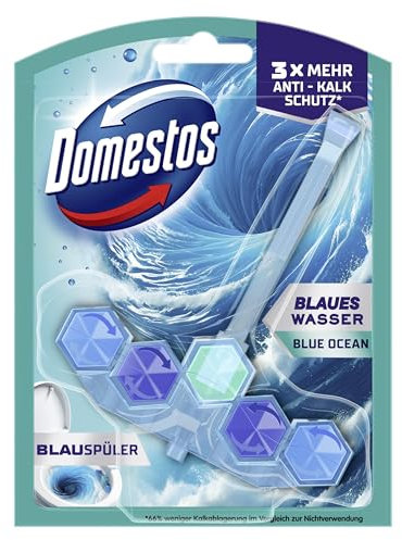 Domestos Power 5+ Aktiv Blauspüler Blue Ocean WC Reiniger mit Anti-Kalk Schutz für effektive WC Reinigung 48 g 7 Stück