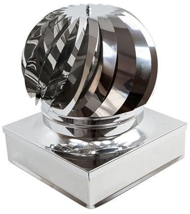ALLINOX Comignolo Girevole Base Quada Terminale Eolico Acciaio INOX 304 Per Camino (32x32)