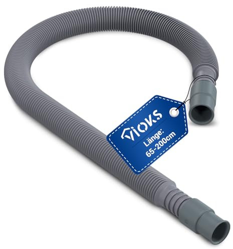 VIOKS Tuyau de vidange flexible pour machine à laver et lave-vaisselle 60-200 cm 19/21 mm de diamètre – Tuyau extensible pour machine à laver et lave-vaisselle