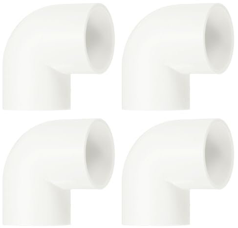 sourcing map 40mm 90 Degree Elbow, 4 Pcs PVC Pipe Fittings 2 Way Right Angle Elbow Side Outlet Adapter Coupling PVC Fitting Connectors for DIY Building Furniture, White