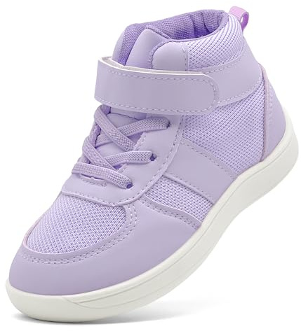 vinshoeci Kids Barefoot Shoes for Girls Boys - Wide Toe Box High Top Barefoot Boots/Warm Lined Non-Slip Winter Trainers