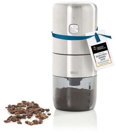 AdHoc i.Mill Electric Coffee Grinder, Rechargeable, Adjustable Ceramic and Stainless Steel Mechanism, Easy One-Hand Operation, Self Clean Technology, Mess Free Coffee Container