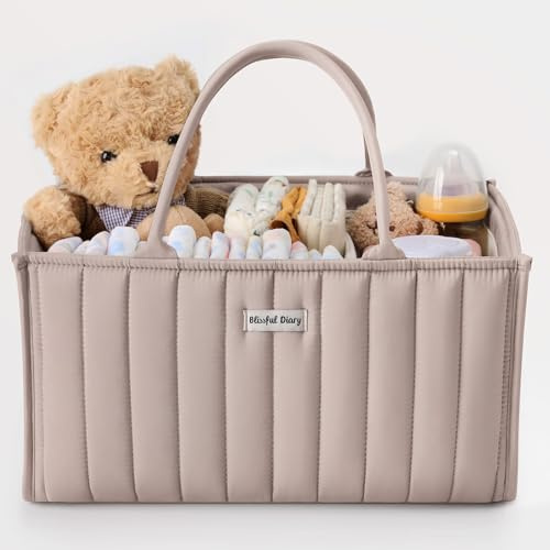 Blissful Diary Wickeltisch-Organizer, Wickelkorb für die Wickelstation, Stilvoller Wickelorganizer für Babybedarf, Unverzichtbares Geschenk zur Geburt und für die Baby-Wunschliste, Sand
