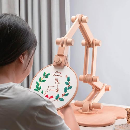 Supporto per telaio da ricamo, regolabile in altezza da 20 a 96 cm, rotazione a 360°, design retrattile, risparmio di sforzo per un facile ricamo