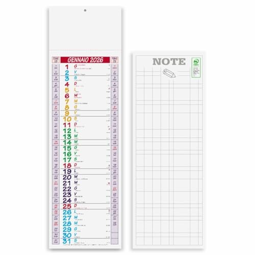 Calendari Da Parete 2026 - Calendario trimestrale - cm 14x47 - personalizzati con logo - Personalizzabile - Collezione 2026-500 pezzi