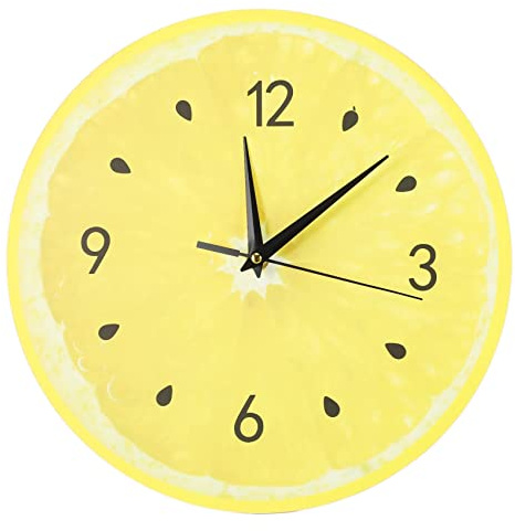 Citronfrukt väggklocka Lime Moderna köksklockor Heminredning Vardagsrumsklocka Tropisk frukt väggkonstklocka (gul, en storlek) vision