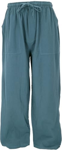GURU SHOP Pantalones de yoga ligeros, pantalones de tai chi, pantalones de verano, pantalones de algodón unisex, para hombre, petróleo, 54