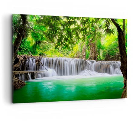 Quadri Moderni Soggiorno Acqua parco natura paesaggio Quadro su Tela 120x80cm Stampe da Parete Camera da Letto Cucina 1 pezzo Wall Art Canvas Grandi Decorazione Murale Grafica Immagini AA120x80-2502