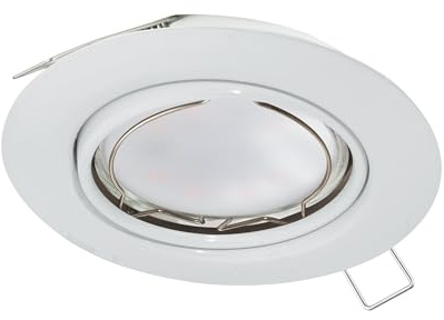 Eglo Foco empotrable Peneto, spot de acero en blanco, luminaria empotrable con casquillo GU10, incluye bombilla LED, foco empotrable plano y orientable, Ø 8,7 cm