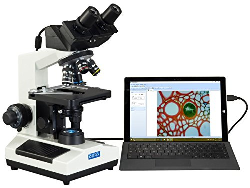 OMAX - MD827S30L - Microscopio de luz LED Binocular Integrado de 3 MP 40X-2000X Compuesto biológico Digital con Condensador NA1.25 de inmersión de Aceite de Etapa mecánica de Doble Capa