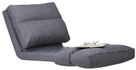 Relaxdays Relaxliege Sessel, Faltmatratze, Verstellbare Lehne, Polster, für Drinnen, Bodensitzkissen, 194 cm lang, grau