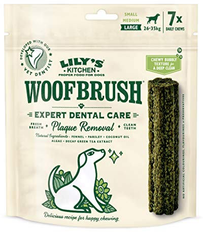Lily's Kitchen Woofbrush Natürliche Leckerlis für ausgewachsene Hunde Zahnpflege-Kausnack - Großer Hund (1 Packung mit 7 Kausnacks - 47g)