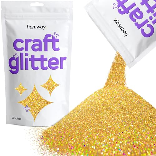 Hemway Craft Glitter Gold Holographic 100g Microfine Glitter | for Crafts, Resin, Cosmetic, Nail, Face, Body, Festival, Tumblers, Art, Candle, Crafting