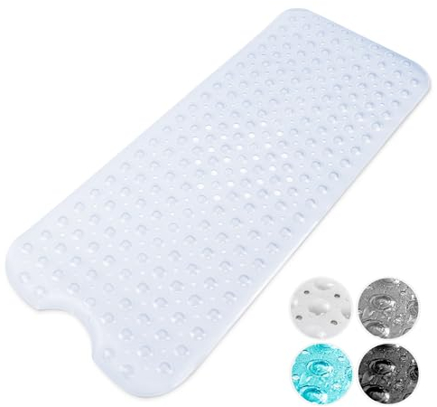 KEPLIN Premium Non-Slip Bath Mat - 200 Suction Cups, BPA, Latex Free, Mildew Resistant, Machine Washable - Safe, Durable & Comfortable for Shower Runner & Bathroom Tubs Extra Long (40x100cm) - Clear