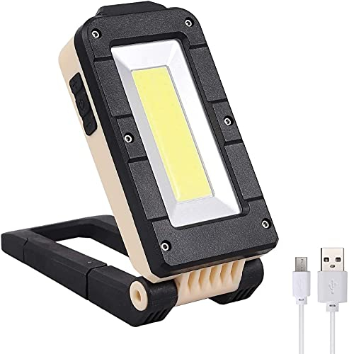 Foco LED COB para construcción, foco de construcción, lámpara de taller, lámpara magnética, lámpara de mano, foco de batería, 4 modos, recargable por USB, para cortes de energía, camping, emergencias