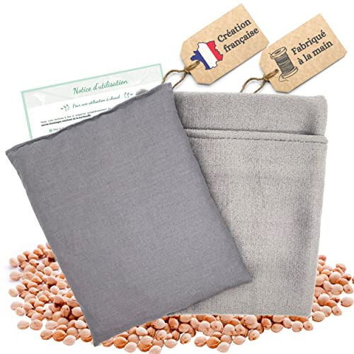 Coussin chauffant micro-onde noyaux de cerise | bouillotte noyau de cerise avec housse peluche lavable | soulagement bebe anti colique,regles douloureuses, cervicales, dos, naturel et bio