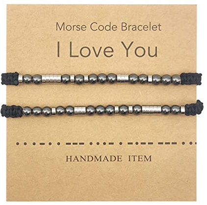 CHEERYMAGIC Morse Code Bracelets I Love You, Couple Bracelets Mutual Matching Bracelets Valentine Gifts for Her Him A6-CZSL
