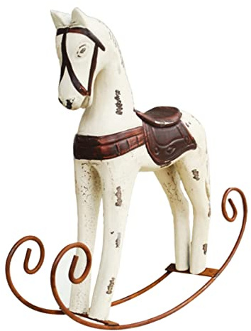 Levemolo Wackelndes Holzpferd Retro Stil Handgeschnitzte Deko Figur Aus Holz Für Wohnzimmer Schreibtisch Und Weihnachtsdeko 9.25X9.25X1.97In