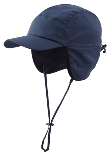 Decentron Sombreros de invierno impermeables para hombre, con forro polar cálido, orejeras, gorra de béisbol, azul marino, Taille unique