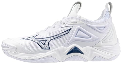 Mizuno Damen Wave Momentum 3 Women's Shoe Volleyball-Schuh, Weiß/Marineblau, 40 EU