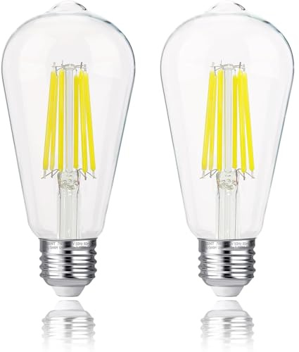 FLSNT Energy Efficient A Class E27 Screw Bulb 100W Equivalent, 7W ST64 LED E27 Vintage Light Bulbs, 1521LM Bright Edison Screw Bulb, 2700K Warm White, Non-Dimmable, Pack of 2