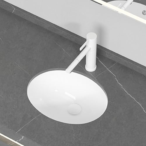 Badezimmer-Waschbecken, Unterbauwaschbecken, leicht zu reinigen, kratzfestes Waschbecken, Keramikwaschbecken für kleine Wohnungen, Zuhause, Hotel, Restaurant, Wohnmobil, Küche, Gästetoiletten (weiß, 4